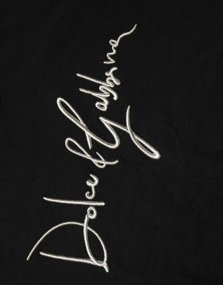 Dolce & Gabbana Black embroidered Logo Crew Neck Pullover Sweater