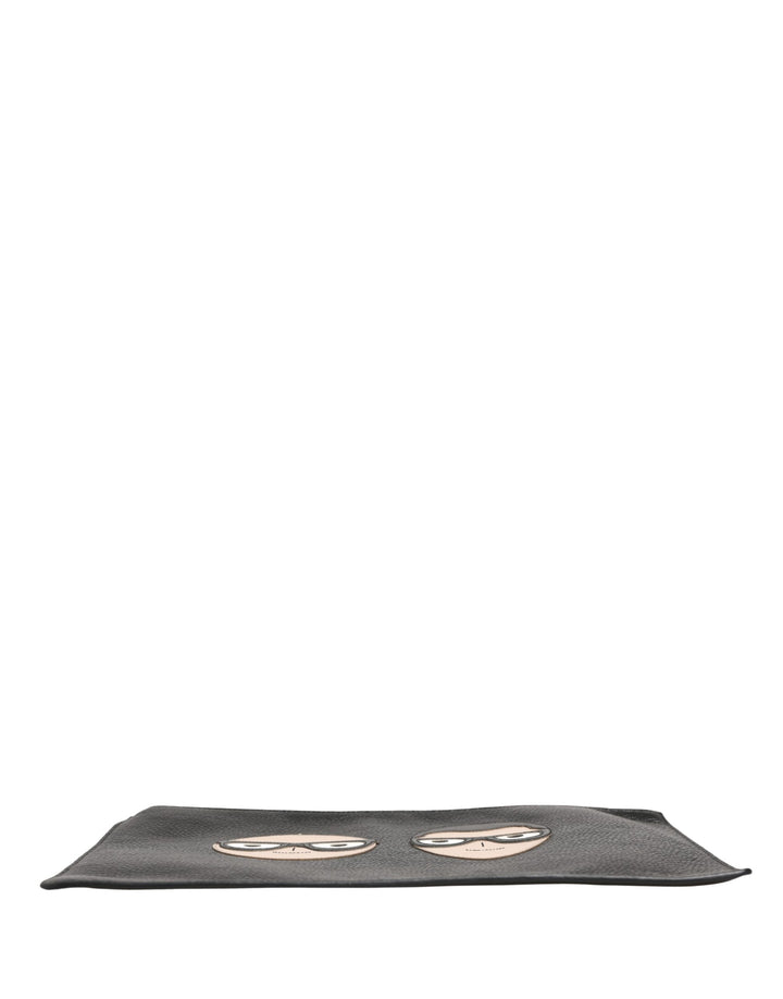 Dolce & Gabbana Black #DGFamily Embellished Leather Clutch Borse Bag