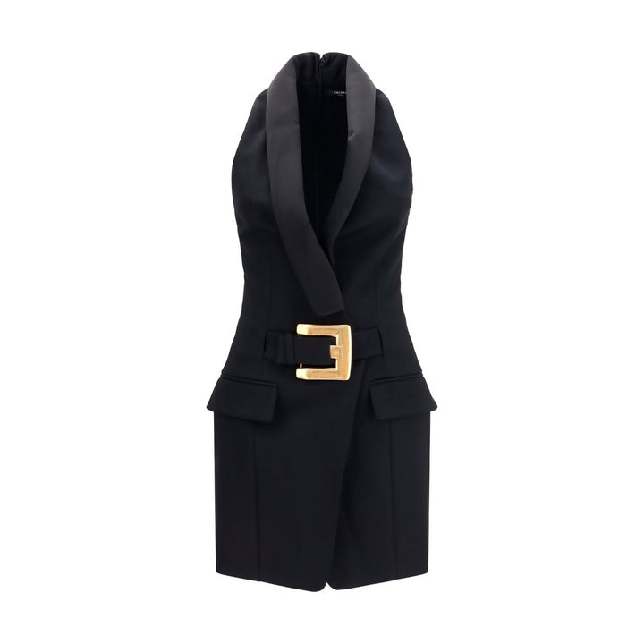 Balmain Black Wool Oves Aries Casual Dress