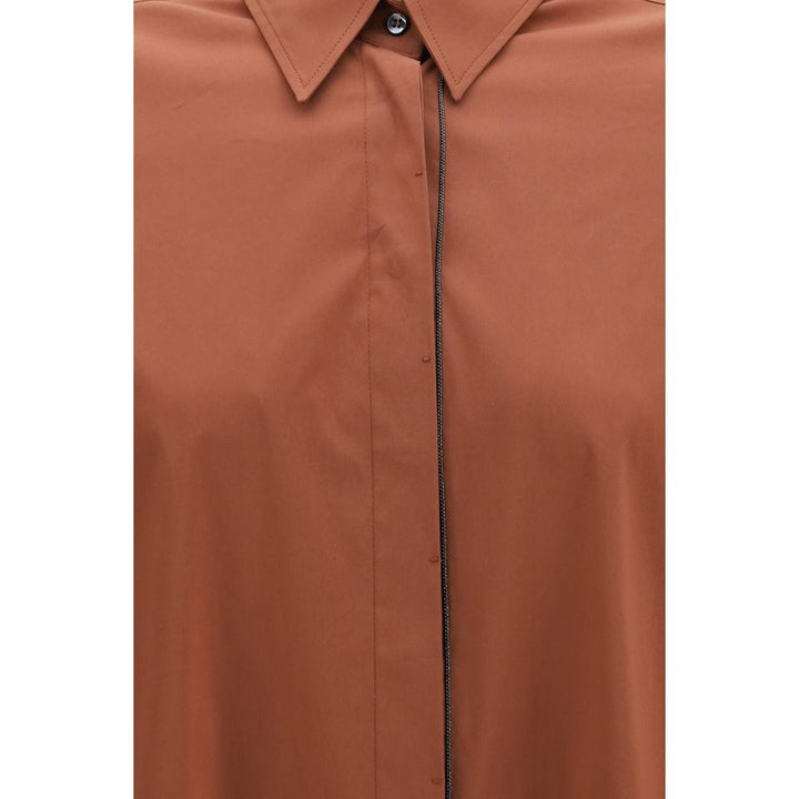 Brunello Cucinelli Brown Cotton Shirt