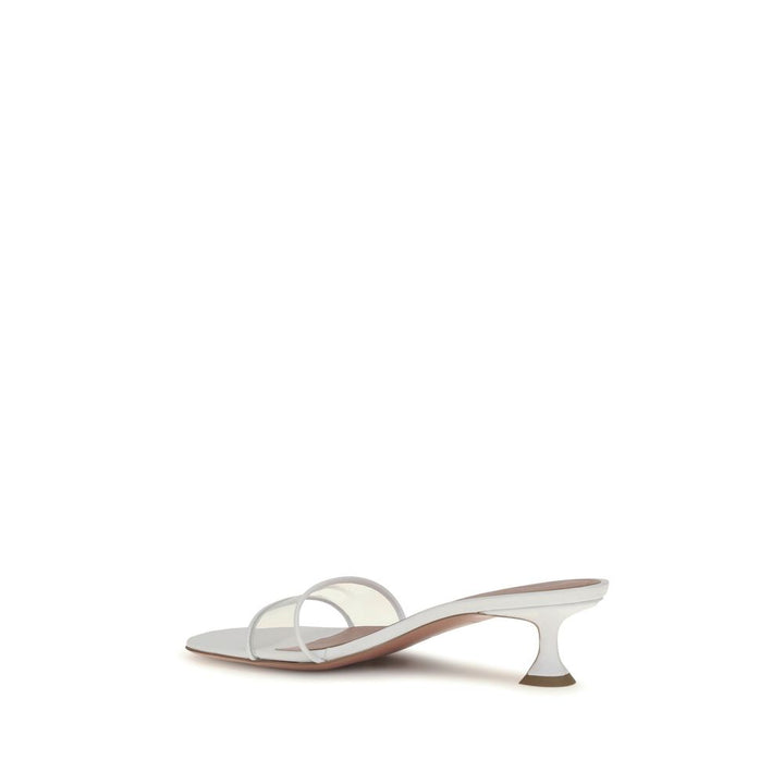 Amina Muaddi White Calf Leather Bos Taurus Sandals