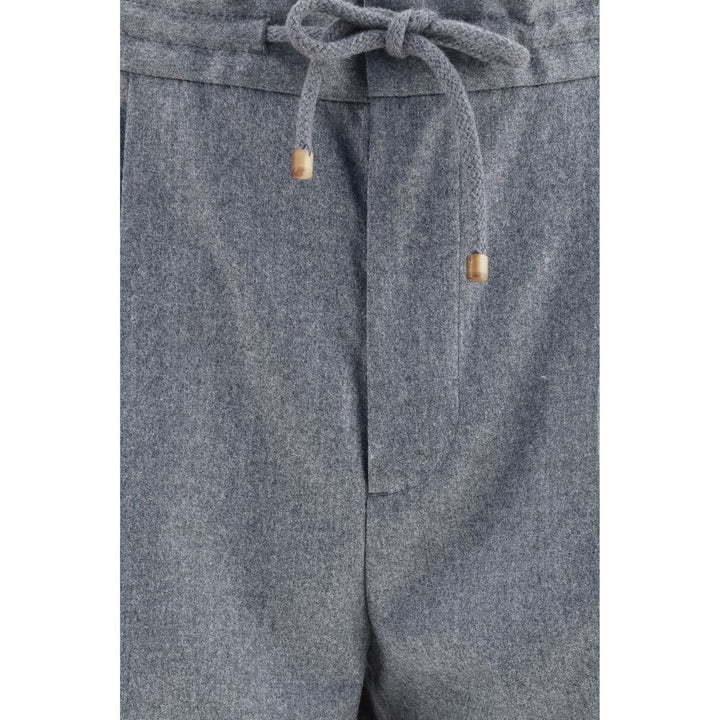 Brunello Cucinelli Gray Wool Oves Aries Casual Pants