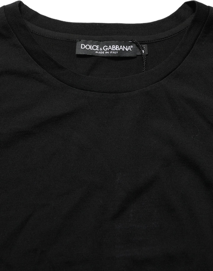Dolce & Gabbana Black Wool Crew Neck Short Sleeves Men T-shirt