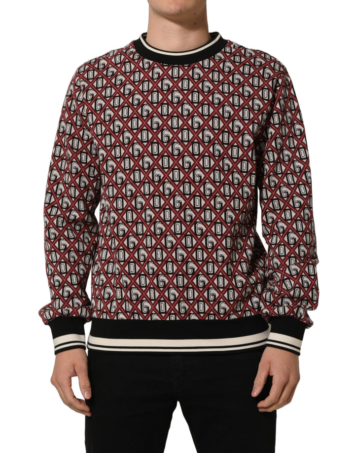 Dolce & Gabbana Red Logo Cotton Jacquard Sweatshirt Sweater