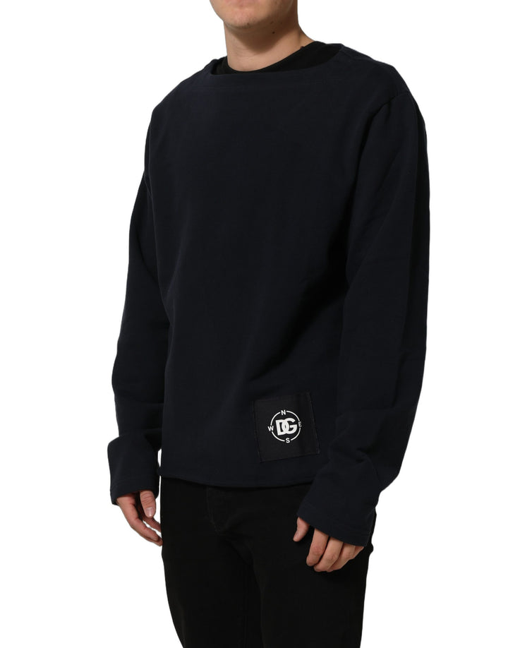 Dolce & Gabbana Dark Blue Logo Cotton Sweatshirt Sweater