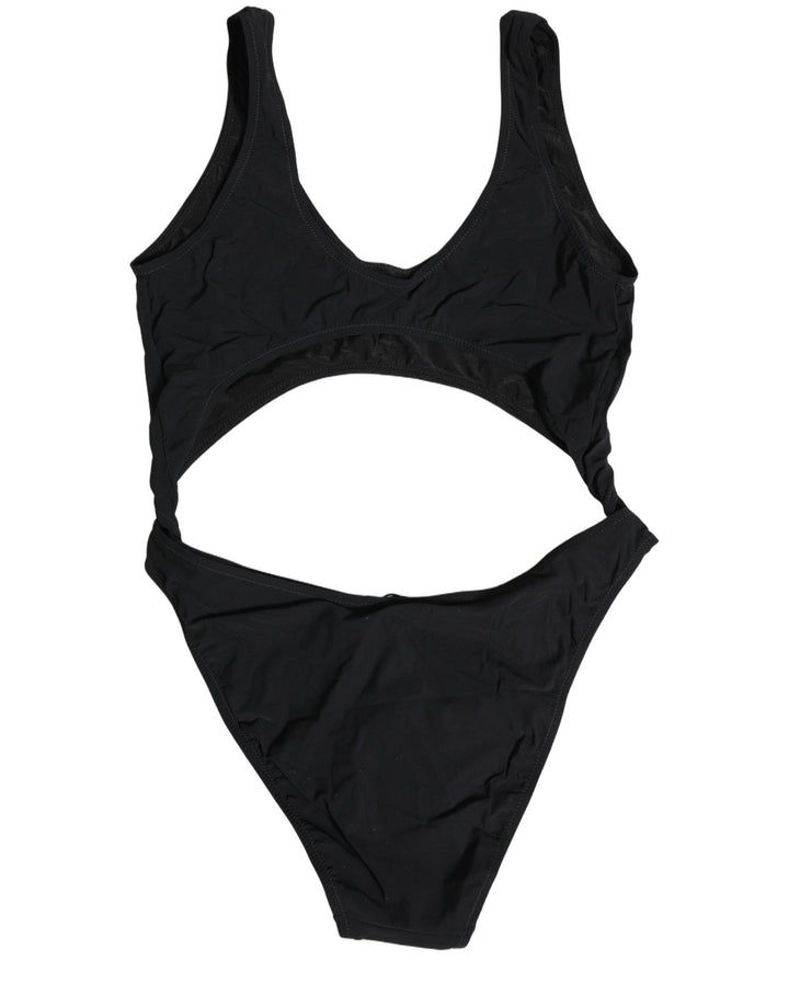 Dolce & Gabbana Black Cutout Logo One Piece Swimsuit Swimwear