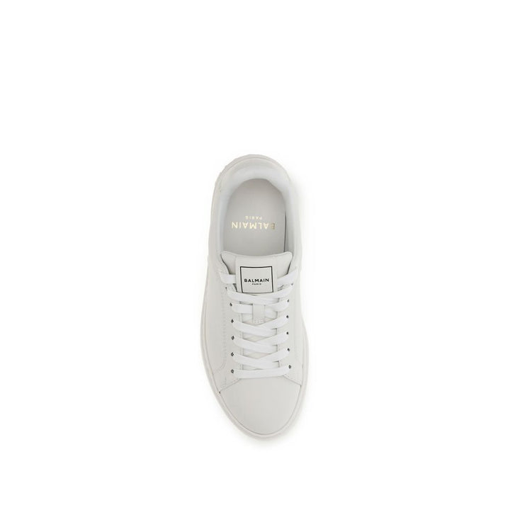 Balmain White Calf Leather Bos Taurus Athletic Sneakers