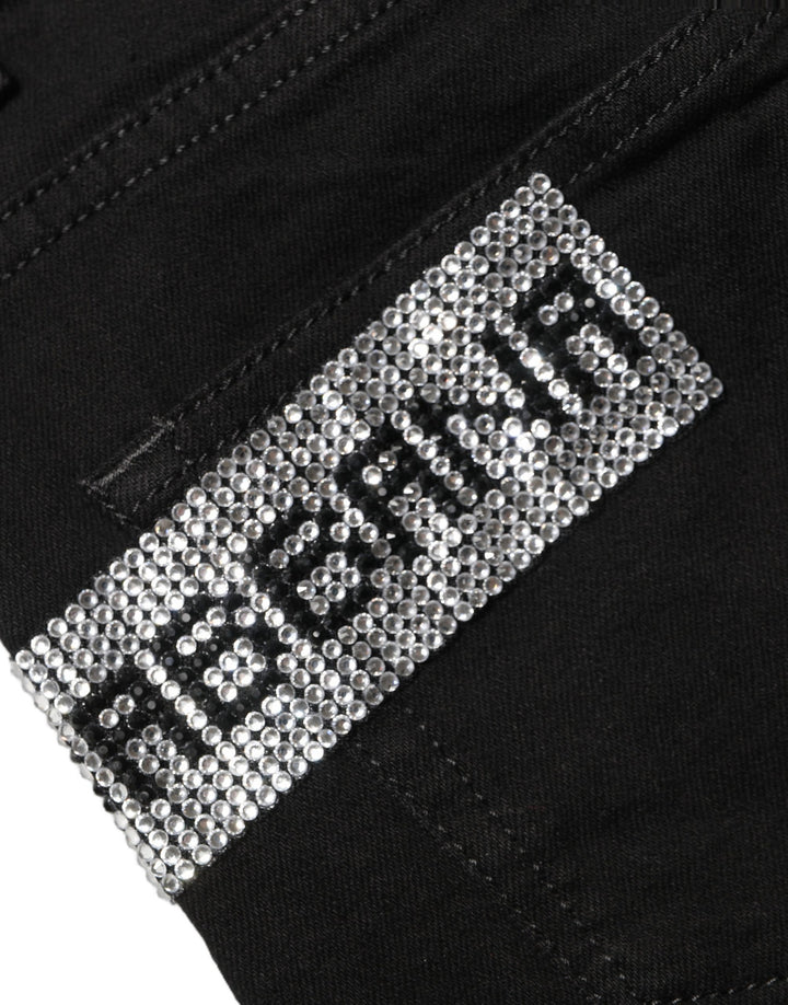 Dolce & Gabbana Black Grace Rhinestone HighWaist Denim Jeans