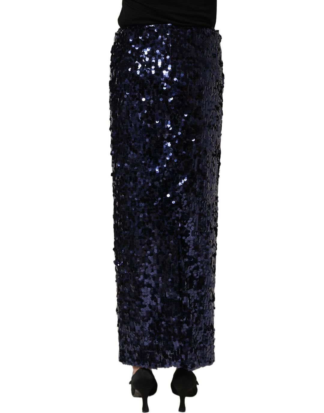 Dolce & Gabbana Blue Sequin High Waist PencilCut Midi Skirt