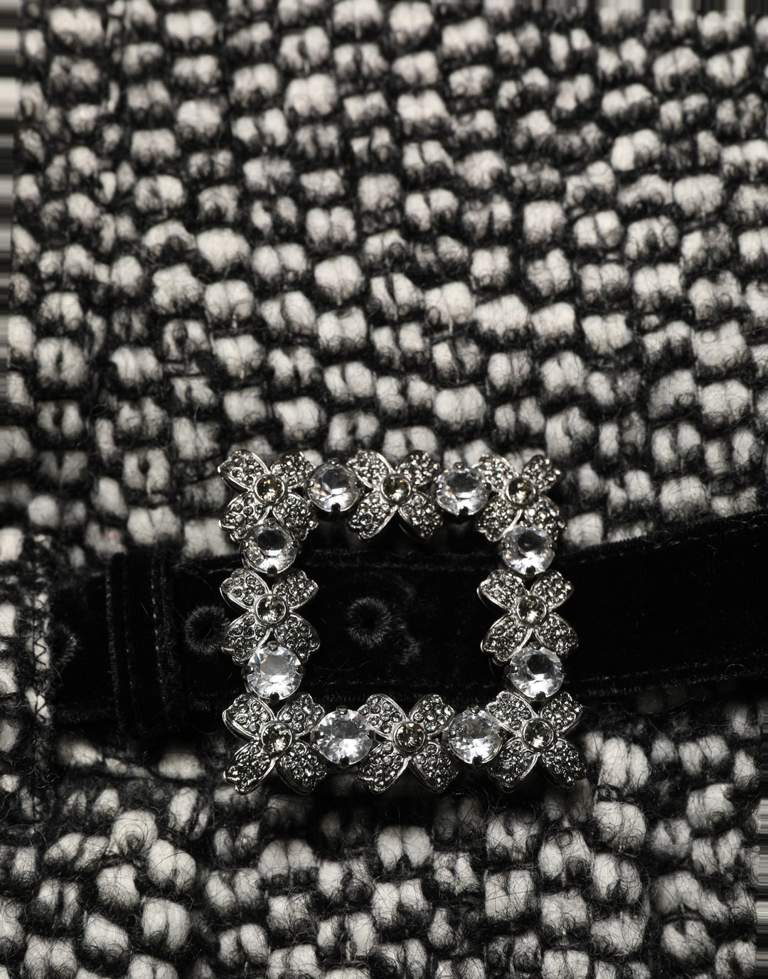 Dolce & Gabbana Black White Tweed High Waist Pleated Skirt