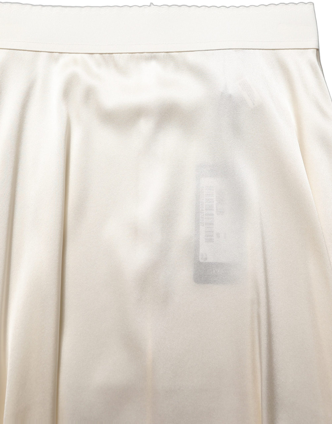 Dolce & Gabbana Off White Lace Trimmed Satin High Waist Skirt
