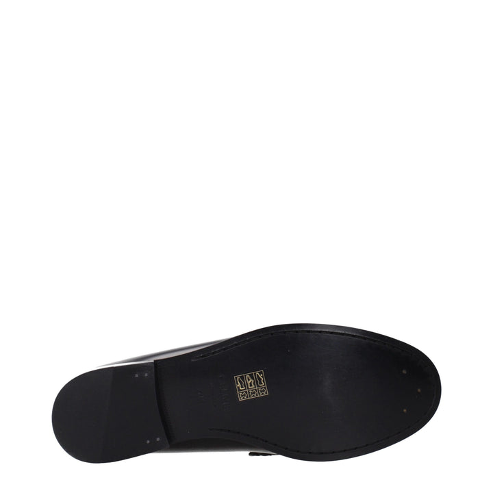 Celine Black Leather Slip-On Loafers