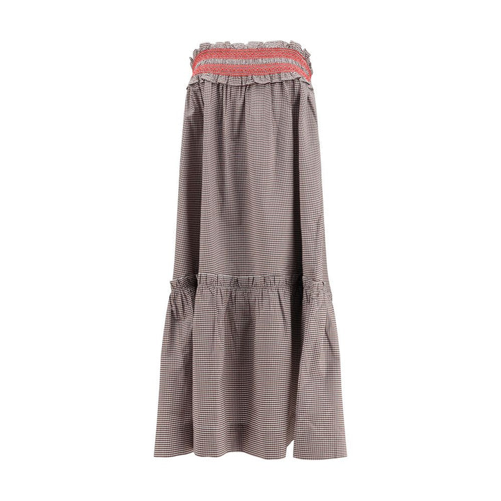 Ganni Brown Cotton Midi Skirt