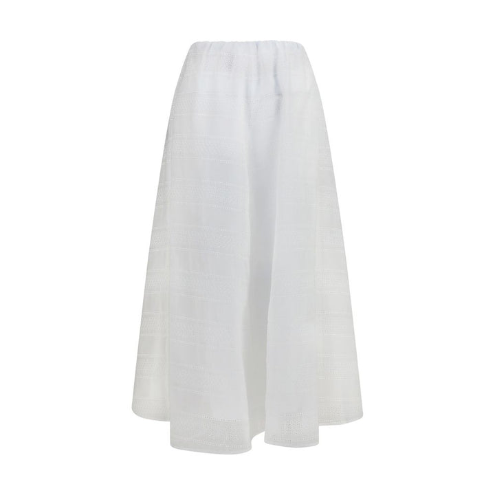 Brunello Cucinelli White Cotton Long Skirt