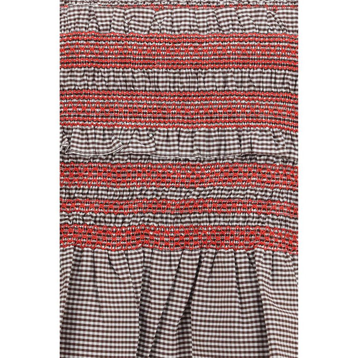 Ganni Brown Cotton Sleeveles T-Shirt