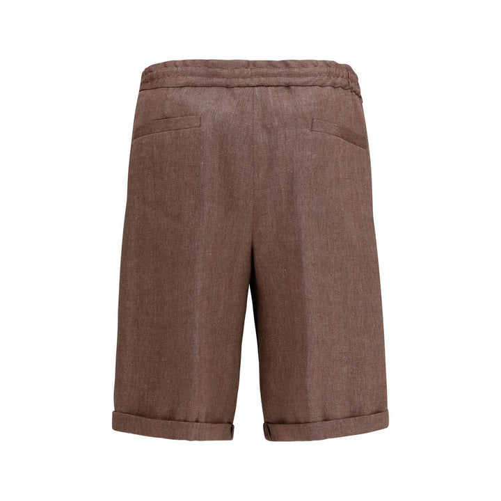 Brunello Cucinelli Brown Linen Bermuda Shorts
