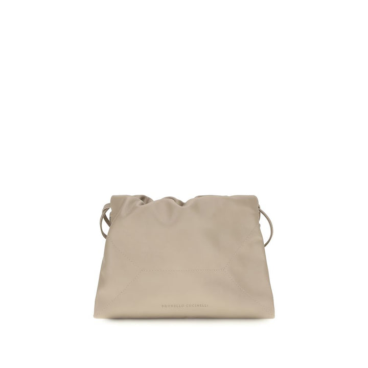 Brunello Cucinelli Beige Calf Leather Bos Taurus Shoulder Bag