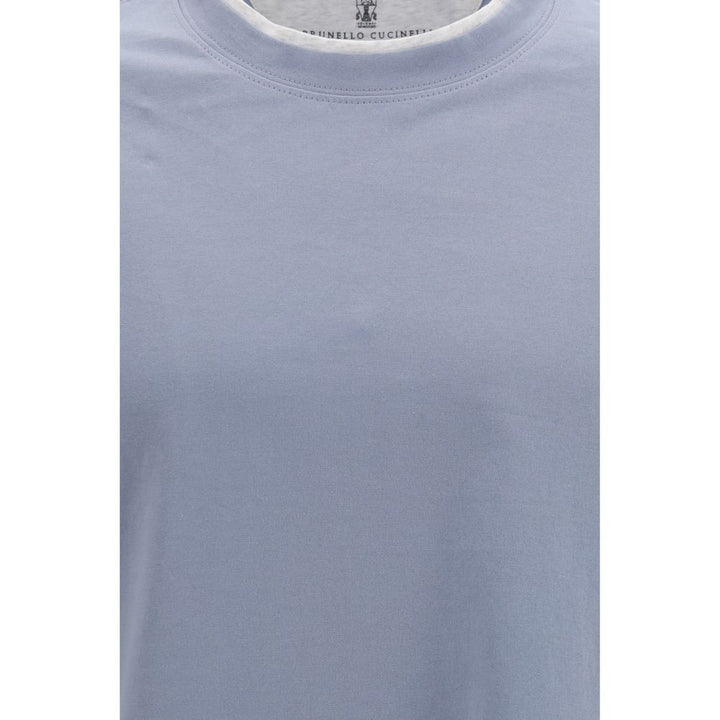 Brunello Cucinelli Blue Cotton T-Shirt
