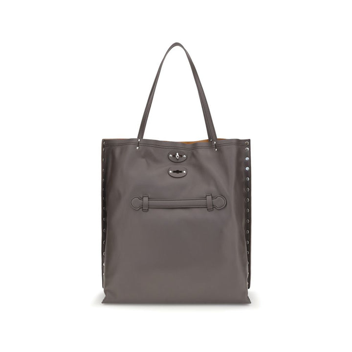 Zanellato Gray Calf Leather Bos Taurus Shoulder Bag