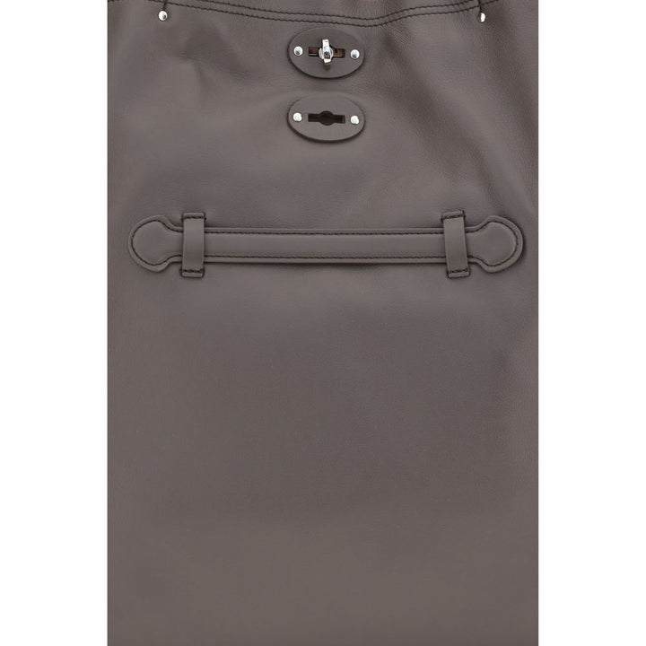Zanellato Gray Calf Leather Bos Taurus Shoulder Bag