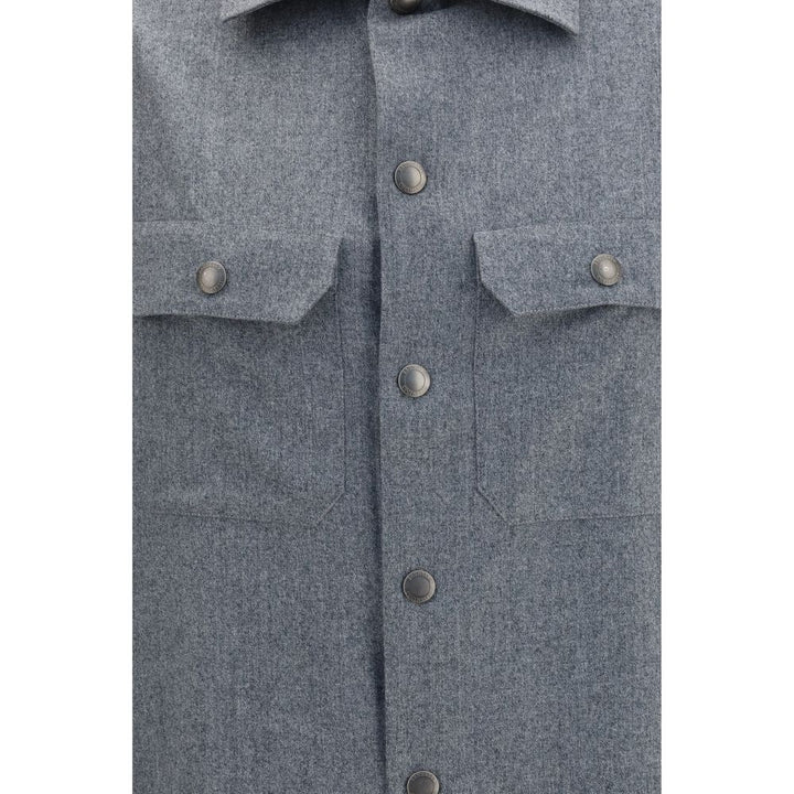 Brunello Cucinelli Gray Wool Oves Aries Shirt