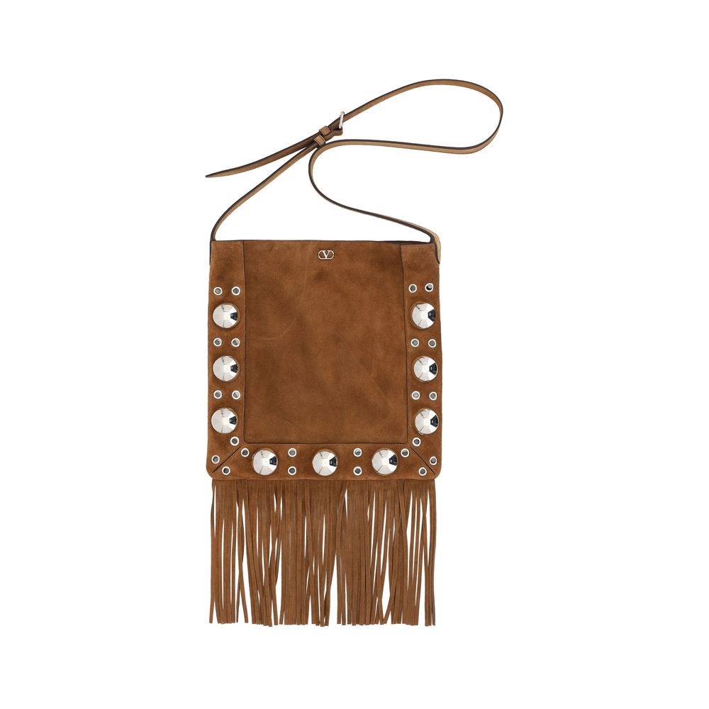 Valentino Garavani Brown Calf Leather Bos Taurus Shoulder Bag