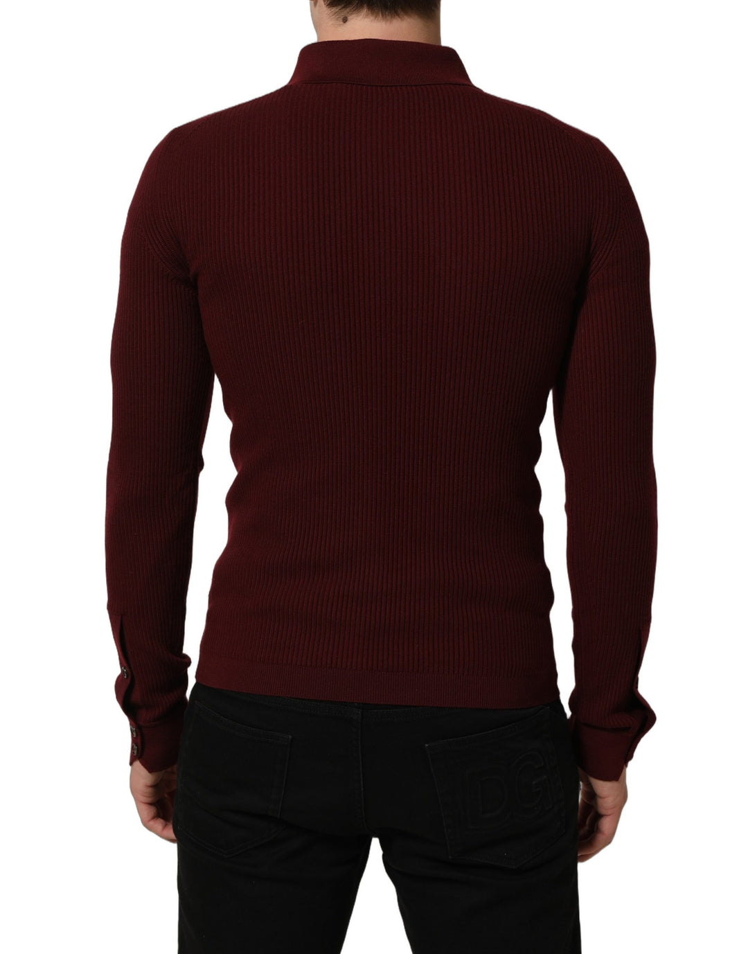 Dolce & Gabbana Burgundy Wool Button Down Cardigan Sweater