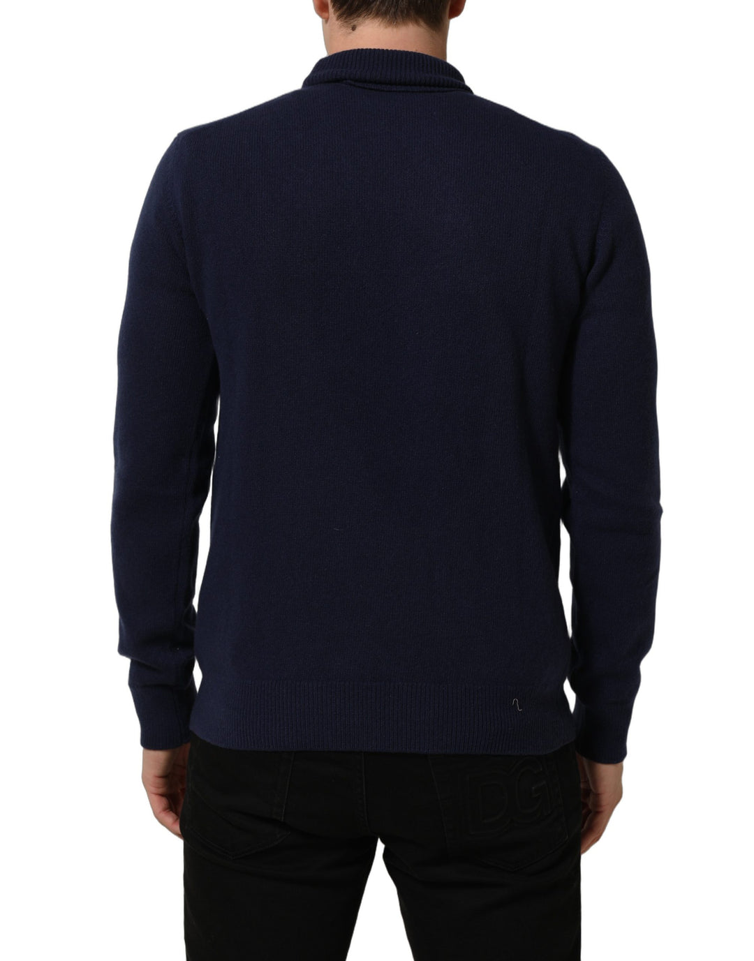 Dolce & Gabbana Blue Wool Knit Turtleneck Pullover Sweater