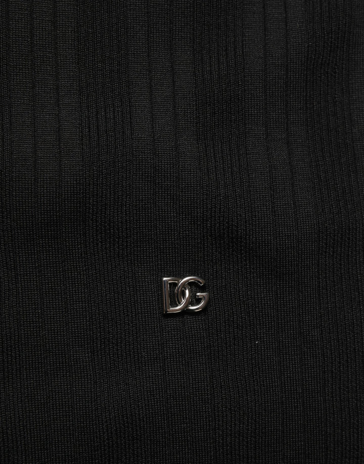 Dolce & Gabbana Black Silk Blend Henley Pullover Men Sweater