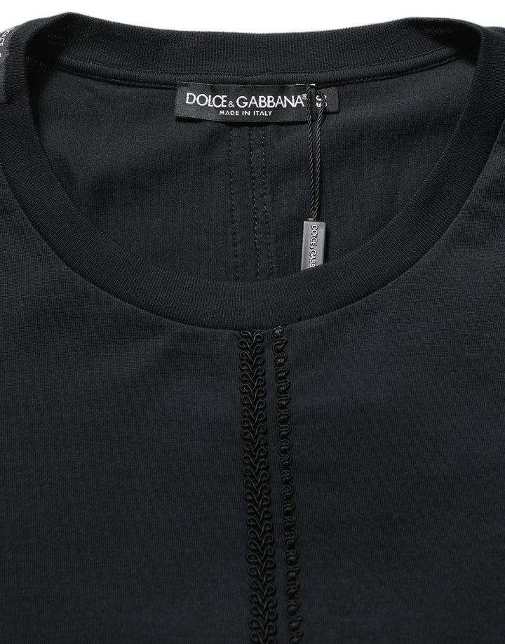 Dolce & Gabbana Dark Blue Cotton Round Neck Pullover Sweater