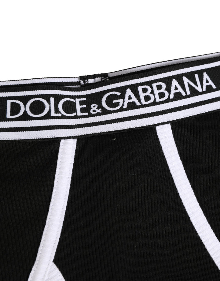 Dolce & Gabbana Black White Logo Waistband Coulotte Panty Underwear