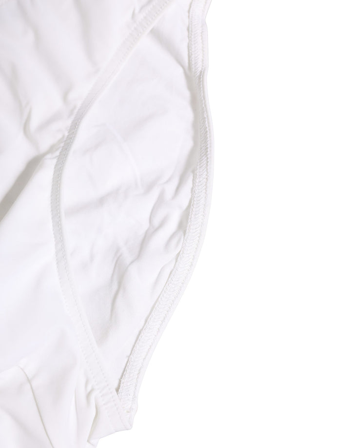 Dolce & Gabbana White Stretch Drawstring Swim Brief Swimwear