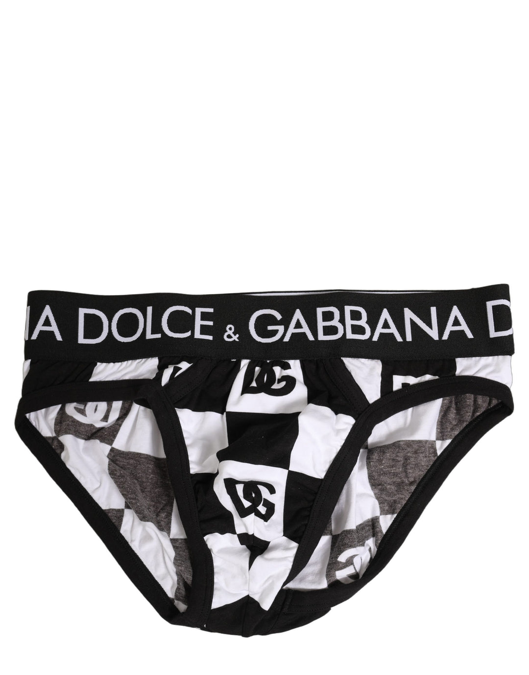 Dolce & Gabbana Black White Logo Checkered Midi Brief Underwear
