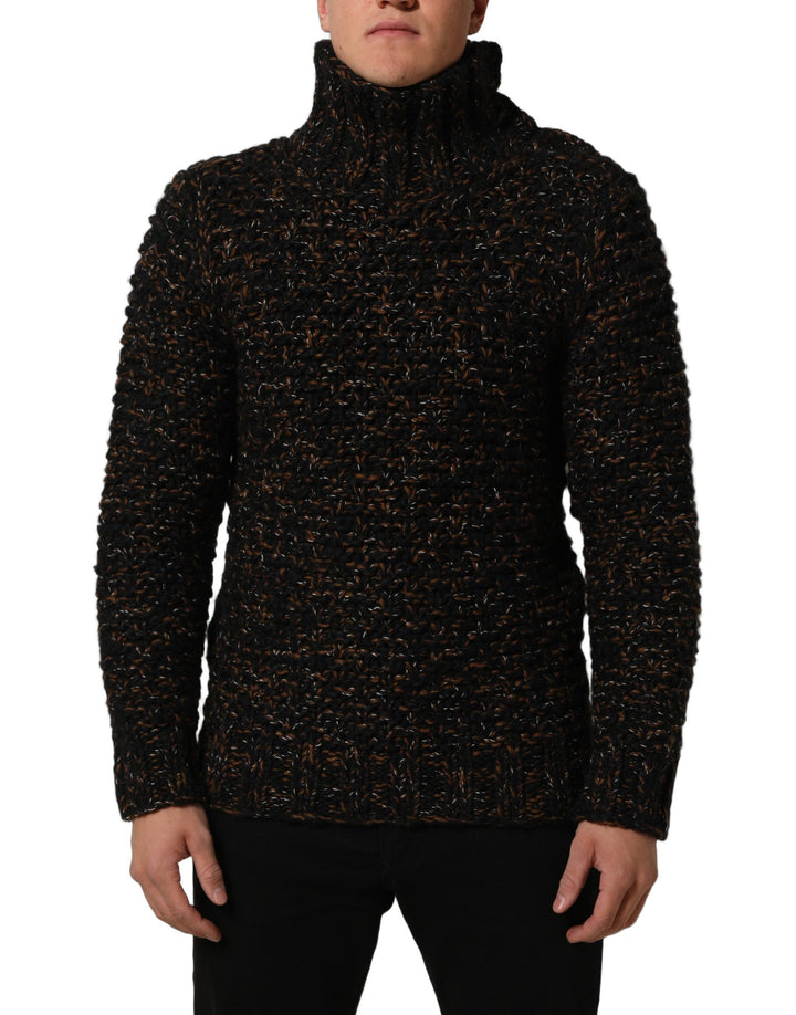 Dolce & Gabbana Brown Wool Knit Turtleneck Pullover Sweater