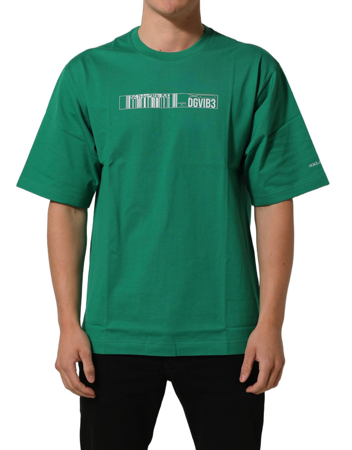 Dolce & Gabbana Green Cotton DGVIB3 Print Crew Neck T-shirt