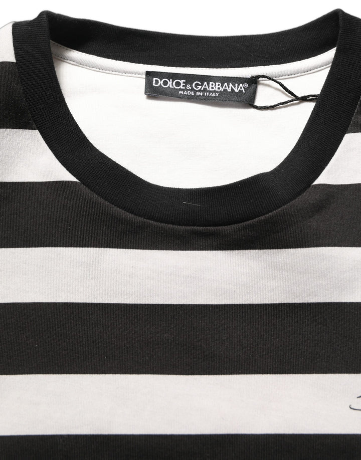 Dolce & Gabbana Black White Stripes Cotton Sleeveless T-shirt