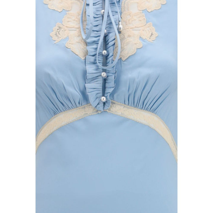 Self-Portrait Blue Viscose Casual Dress