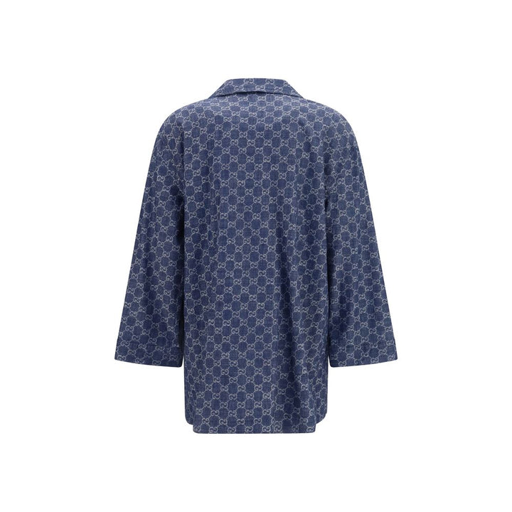 Gucci Blue Cotton Full-Length Jacket