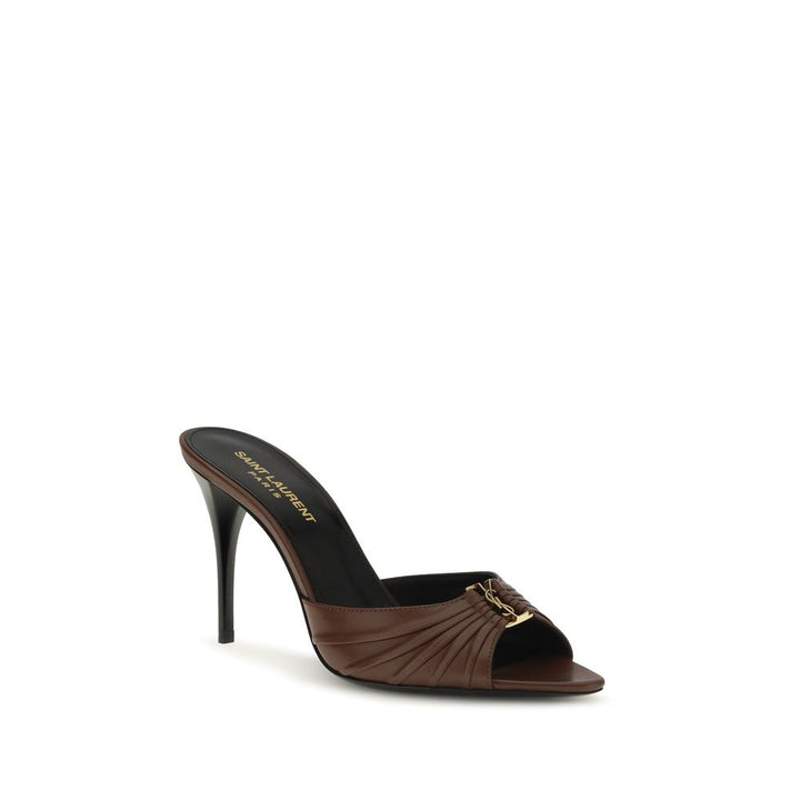 Saint Laurent Brown Calf Leather Bos Taurus Mules