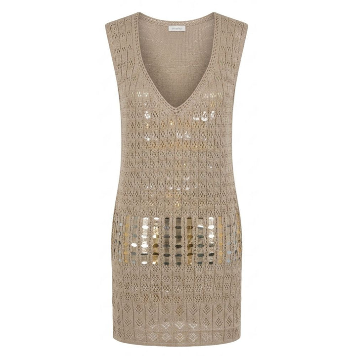 Malo Beige Cotton Women Dress