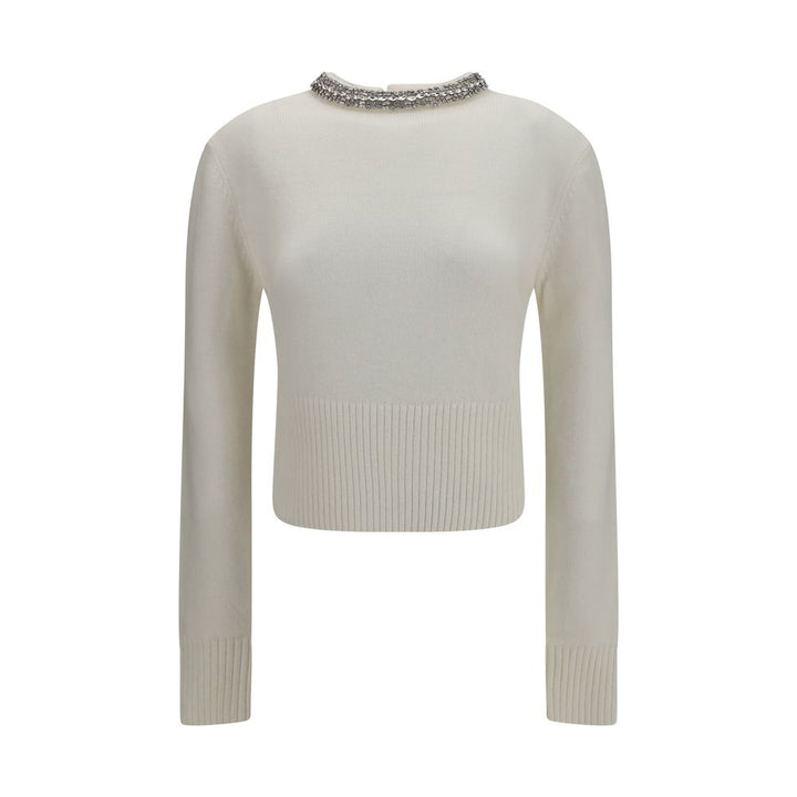 PINKO White Wool Oves Aries Sweatshirt