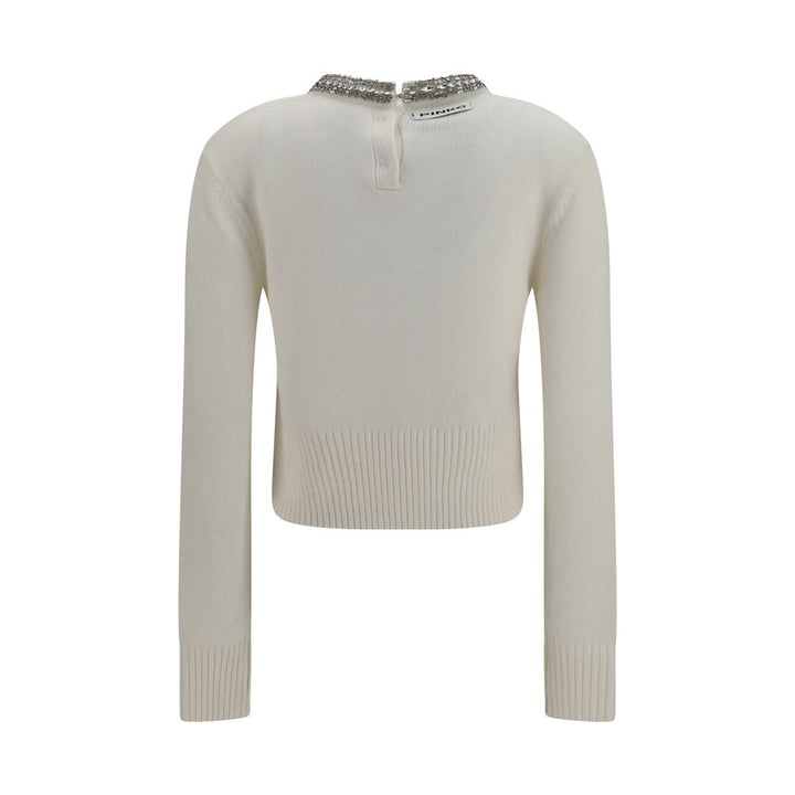 PINKO White Wool Oves Aries Sweatshirt
