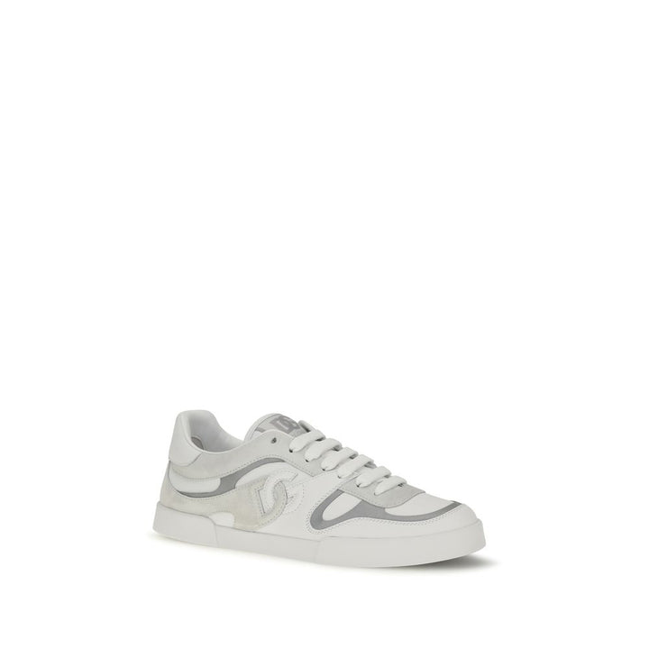 Dolce & Gabbana White Calf Leather Bos Taurus Low Top Sneakers