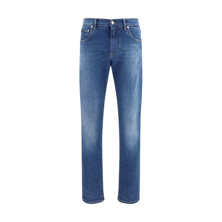 Dolce & Gabbana Blue Cotton Slim Fit Jeans