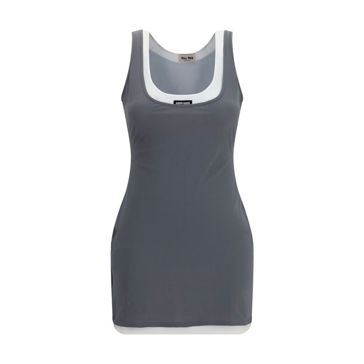Miu Miu Gray Recycled Polyamide Casual Dress