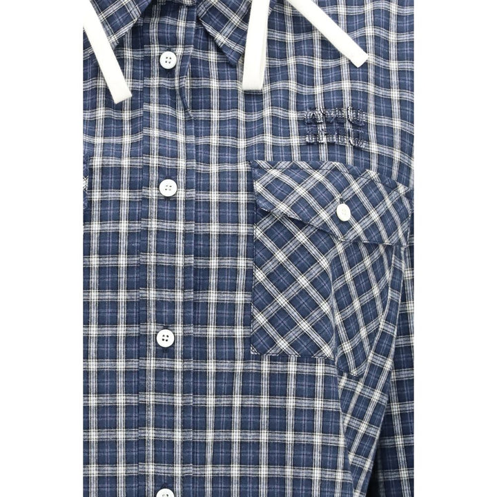Miu Miu Blue Cotton Pattern Shirt