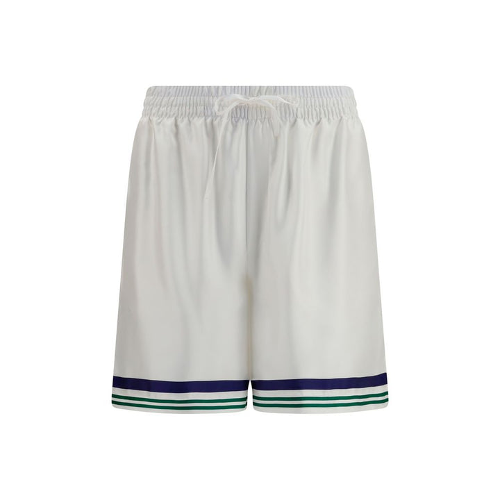 Casablanca White Silk Bermuda Shorts