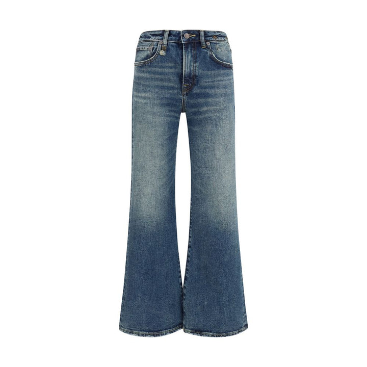 R13 Blue Cotton Flared Jeans