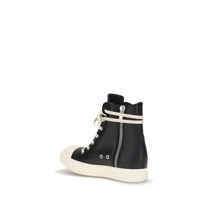 Rick Owens Black Calf Leather Bos Taurus High Top Sneakers