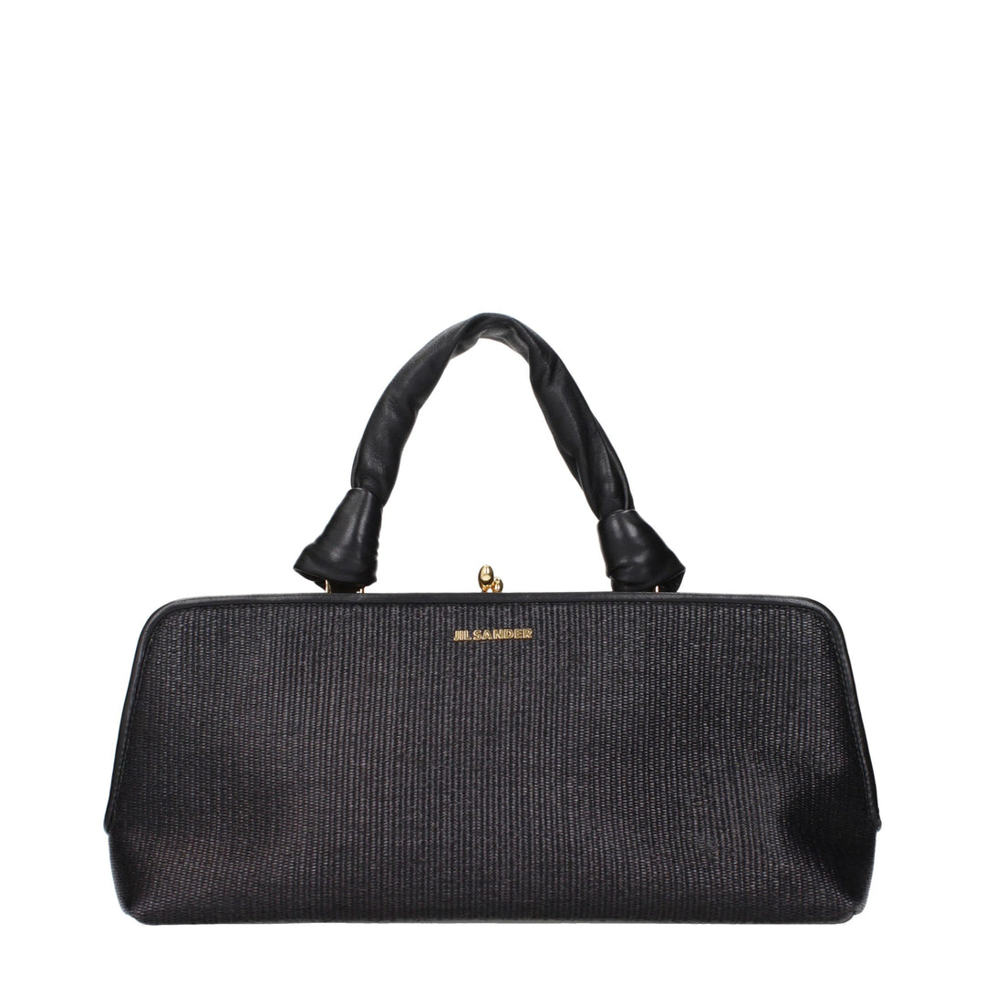 Jil Sander Black Raffia Handbag
